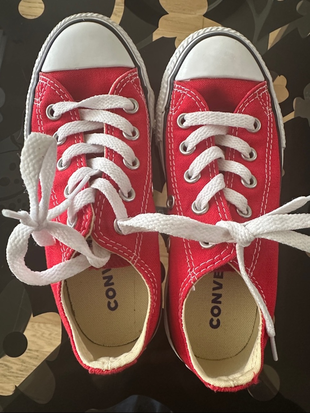 Converse Kids Size 12 Red Canvas Low-Top Sneakers with White Laces